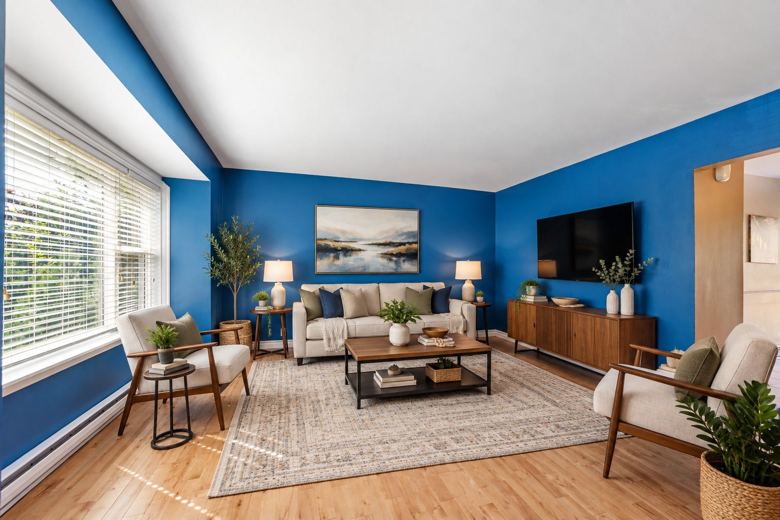 Living room with bay window
